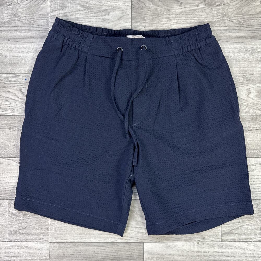 Common People Hansen Shorts Seersucker Pull On Navy Blue sz S
